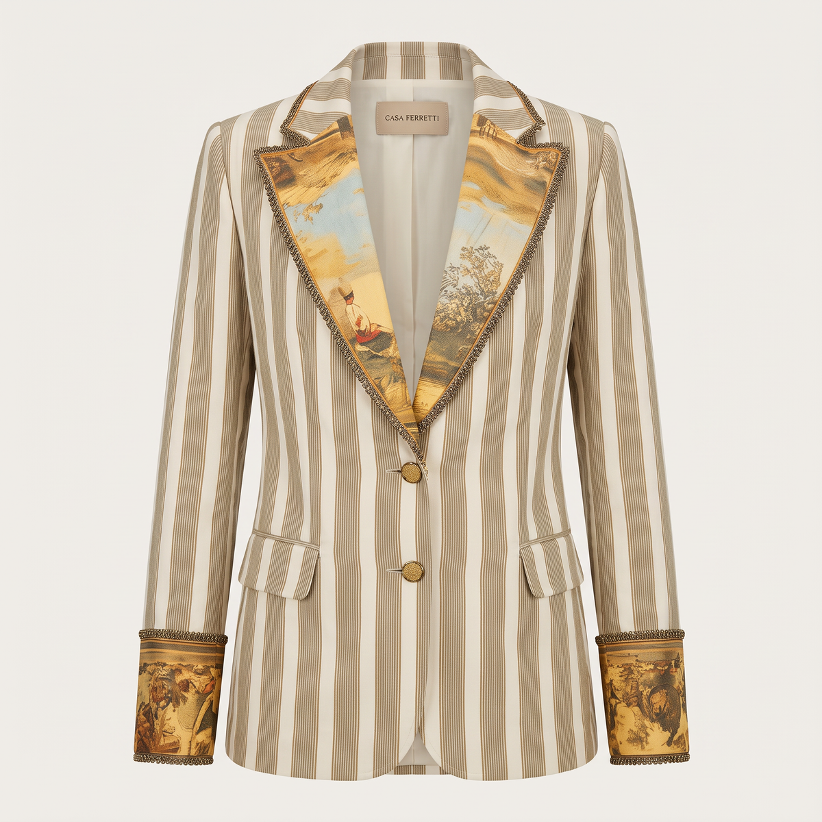 Susanna | Saco bohemio a rayas con cuello estampado