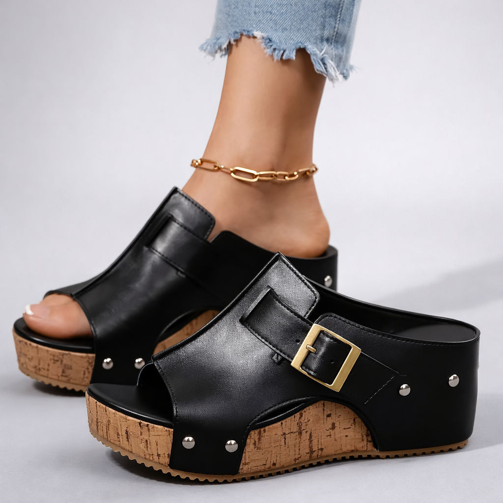 CASSIA™ | Sandalias de Plataforma de Piel