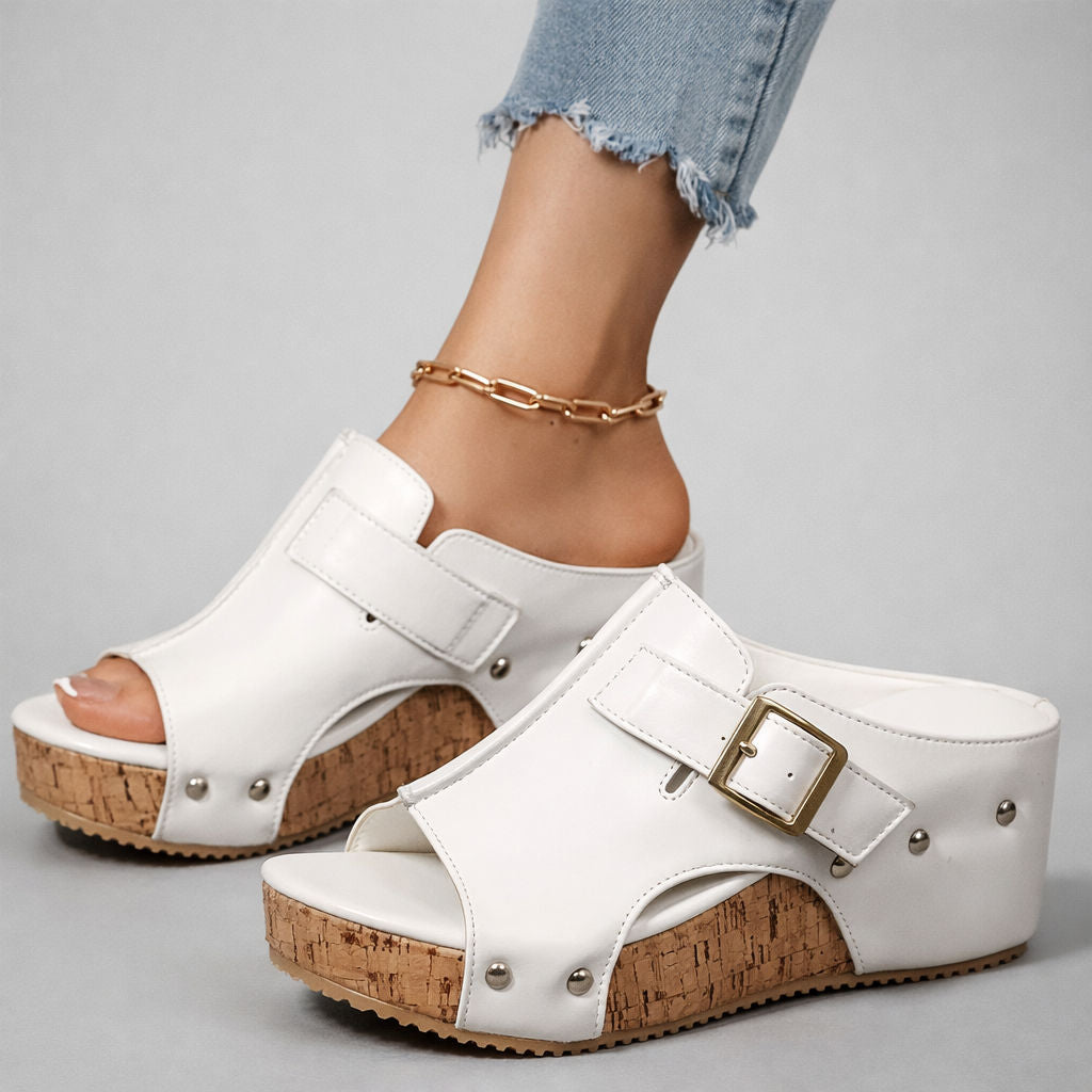 CASSIA™ | Sandalias de Plataforma de Piel