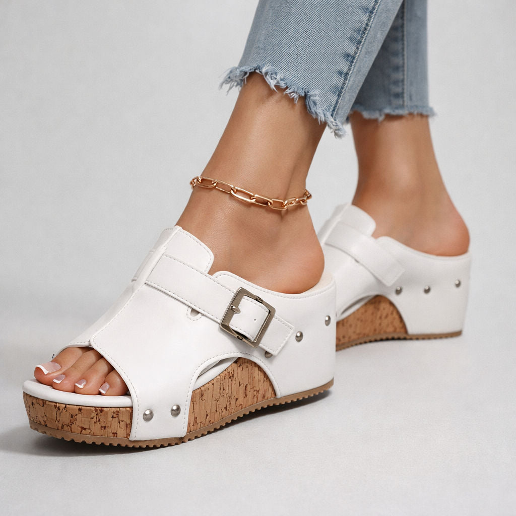 CASSIA™ | Sandalias de Plataforma de Piel