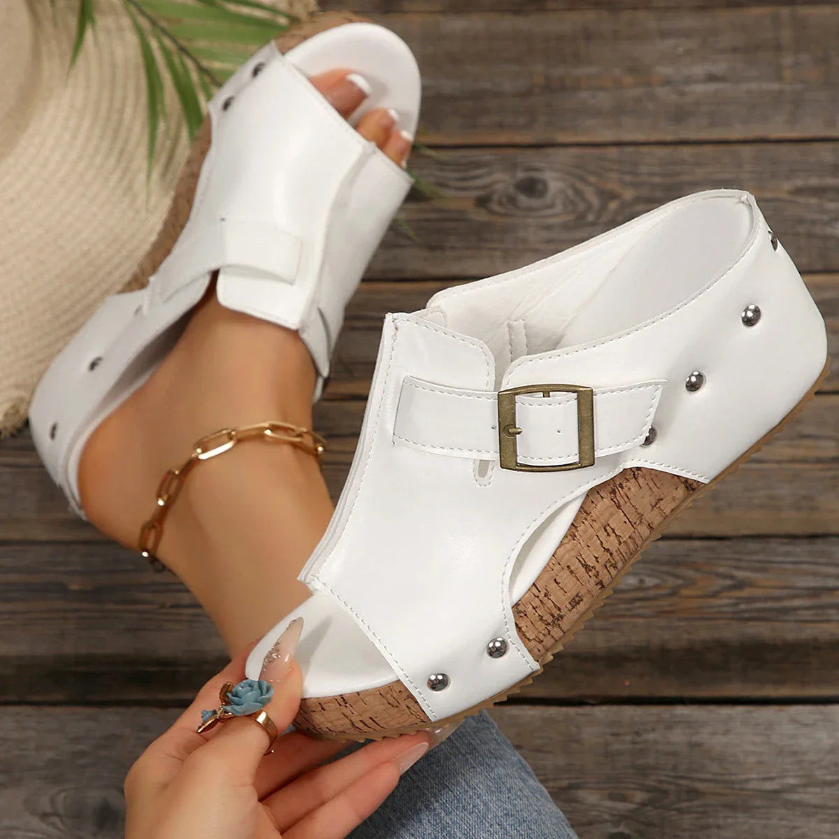 CASSIA™ | Sandalias de Plataforma de Piel