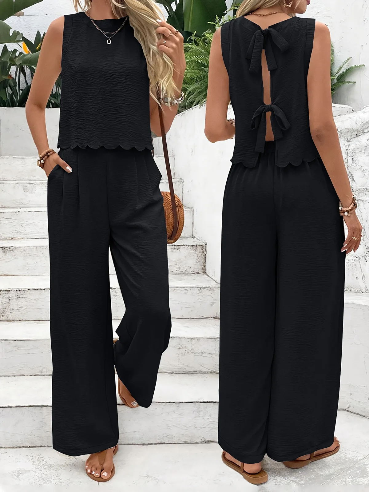 Conjunto Valeria™|  Chaleco con pétalos y pantalones