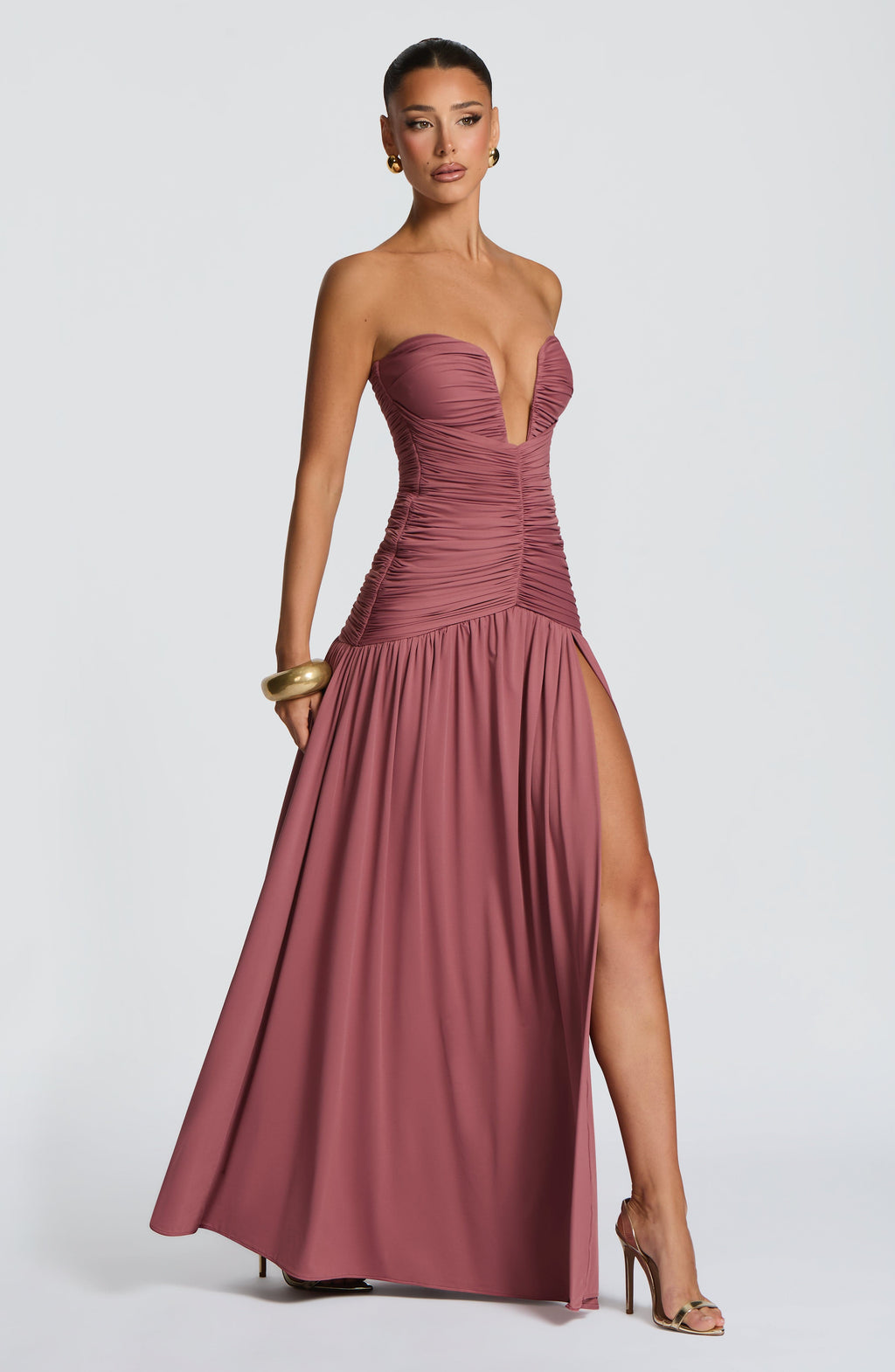 Vestido Julia™ | Maxi Palabra de Honor Escote Plisado