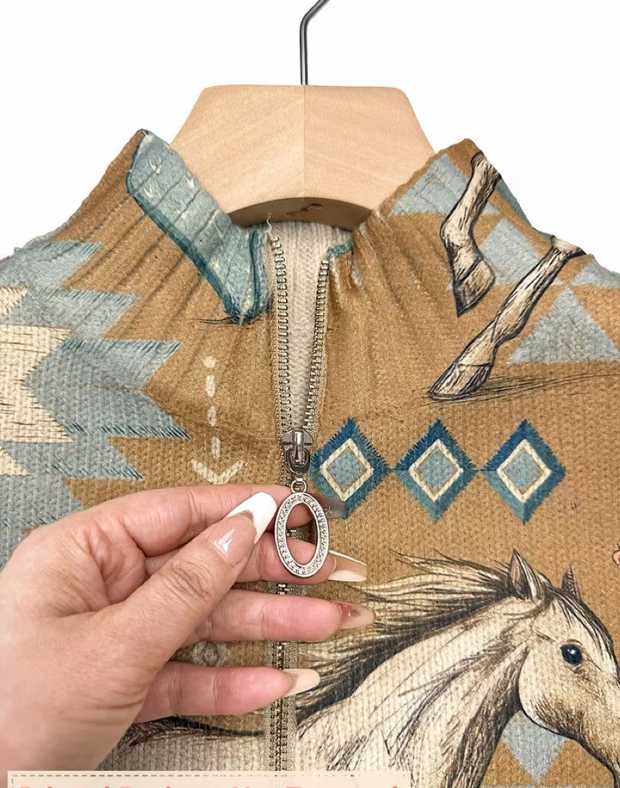 Perpetua | Cárdigan Caballos y Nopales con Cierre