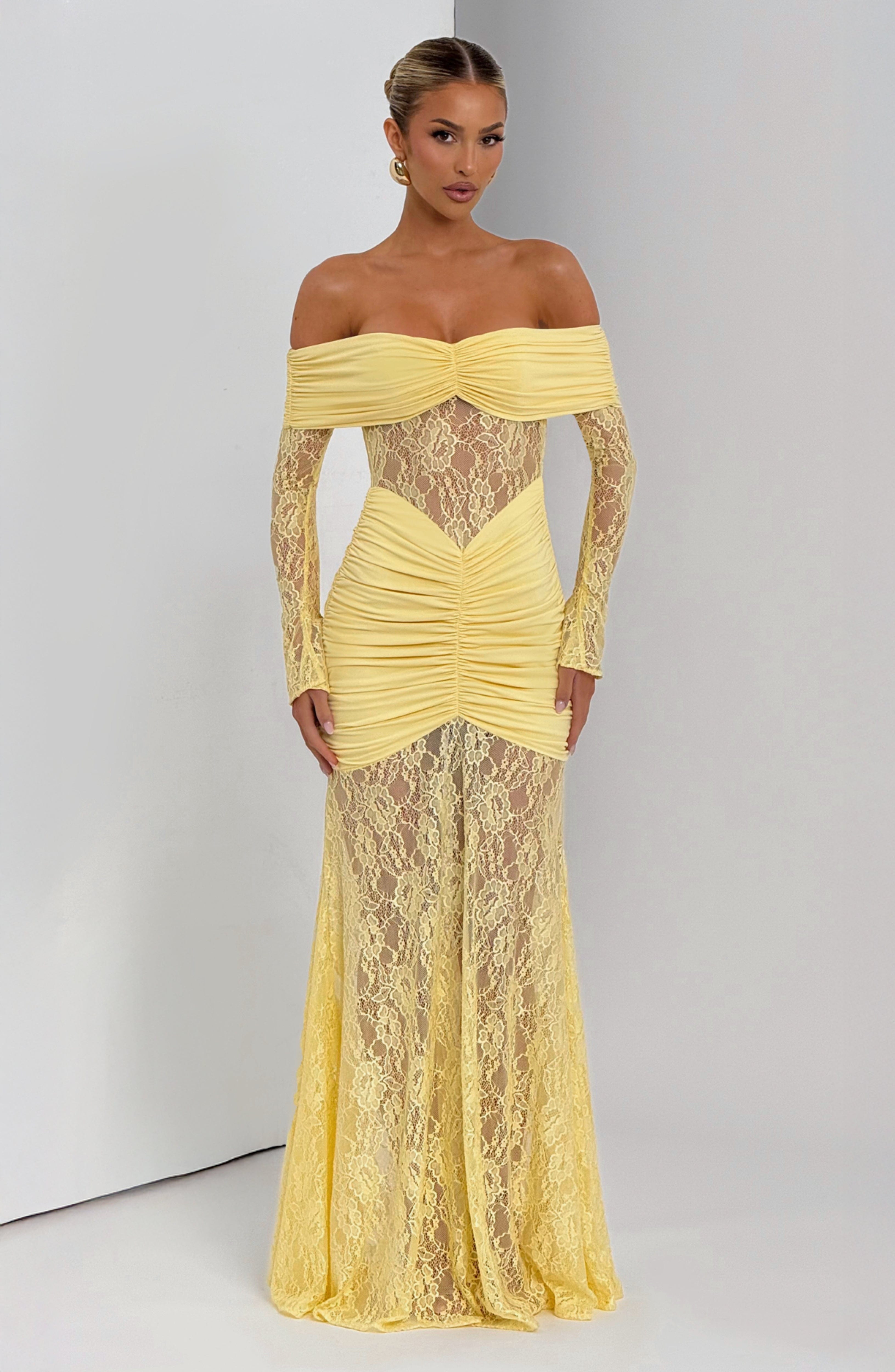 Vestido Libra™ | Maxi Encaje Transparente Manga Larga - Best Seller