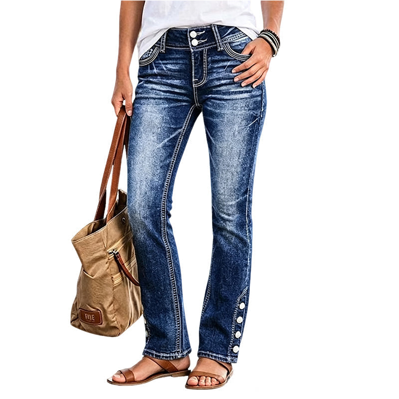 Teresa | Jeans Elásticos con Detalle de Botones